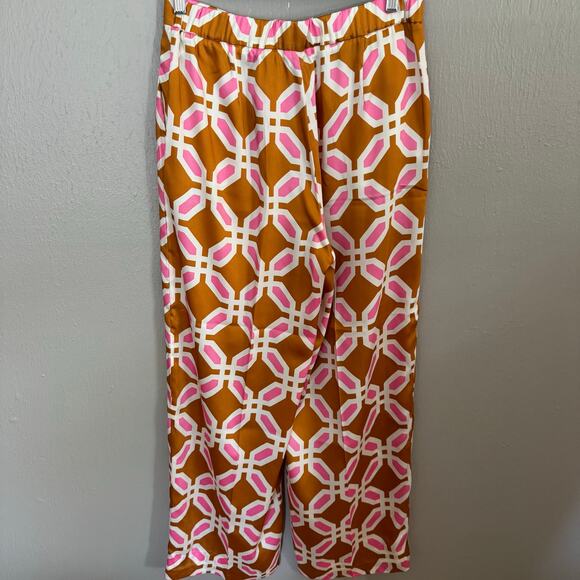 ZARA NEW WOMAN HIGH-WAIST FLOWY PRINTED PANT ORANGE Size Large wide leg - Picture 6 of 8